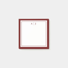 Stilvoll Minimalistisch Maroon Red Two Border Mono Post-it Klebezettel