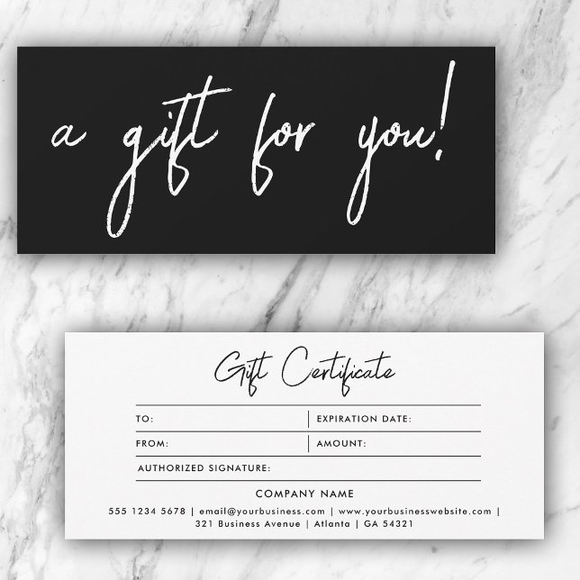 Stilvoll Minimalistisches Schwarz-Weiß-Geschenkgut (Stylish Minimalist Black & White Gift Certificate)