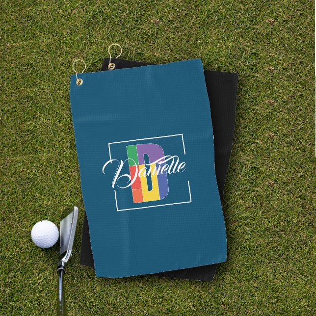 Stilvoll mit Monogramm Anfangsbuchstabe D schwarz Golfhandtuch (Von Creator hochgeladen)