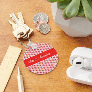 Stilvoll mit Monogramm Rot-Polka-Punkte-Muster wei Schlüsselanhänger