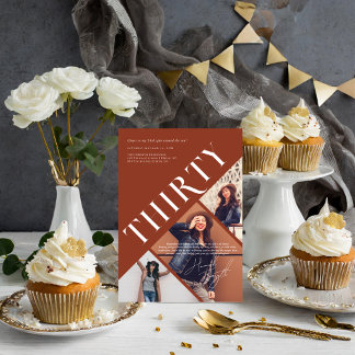 Stilvoll modern 30 | 30. Geburtstag 3 Foto Einladung