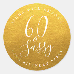 Stilvoll Modern 60 Frech Gold 60. Geburtstag Runder Aufkleber