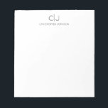 Stilvoll Modern Chic Simple Black Basic Monogram Notizblock<br><div class="desc">Stilvolles,  modernes,  schlichtes,  einfaches,  schwarzes Monogramm Notepad. Personalisieren Sie es mit Ihren Monogramm-Initialen und Namen.</div>