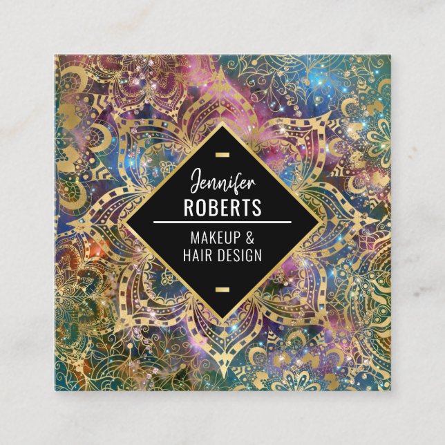 Stilvoll Modern Gold Mandala Elegant Quadratische Visitenkarte (Vorderseite)