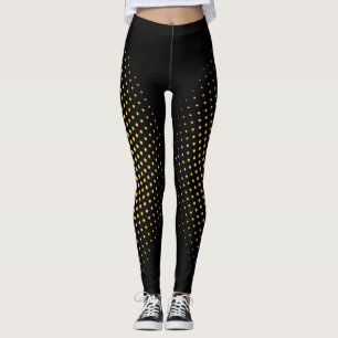 Stilvoll modern Gold Pixel Geometric Muster Schwar Leggings
