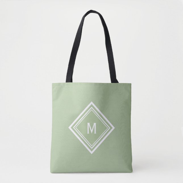 Stilvoll Modern Sage Green Custom Monogram (Vorderseite)