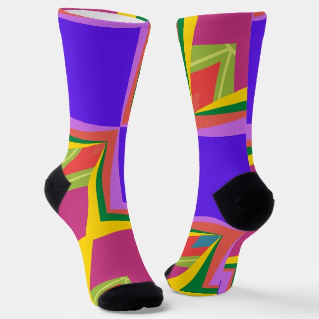 Stilvoll Moderne abstrakte Kunstästhetik Farben Socken (Gewinkelt)