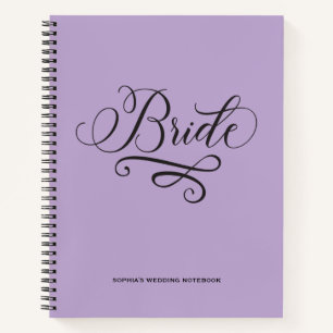 Stilvoll moderne Elegant Lila Kalligraphie Bride Notizbuch