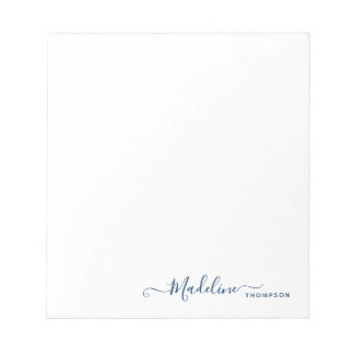Stilvoll moderne Girly Script Navy Blue Notizblock