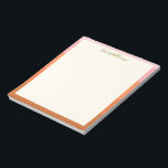 Stilvoll moderne, rosa orange Grenze Personalisier Notizblock<br><div class="desc">Stilvolles,  modernes rosa und orangefarbenes Personalisiertes Notepad</div>