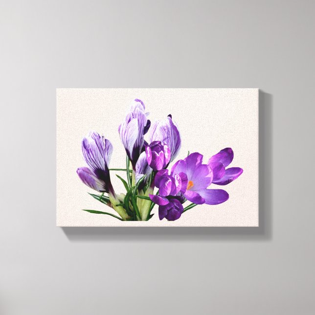 Stilvoll moderner boho lila Crocus Blume Glasur Leinwanddruck (Vorderseite)