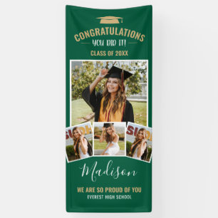 Stilvoll moderner Green 4 Foto Collage Abschluss Banner
