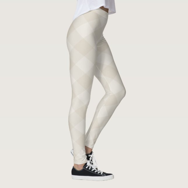 Stilvoll Modernes Beige Offweiße Raute Muster Leggings (Rechts)