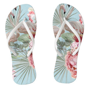 Stilvoll modernes Flamingo Muster blau hübsch gürt Flip Flops