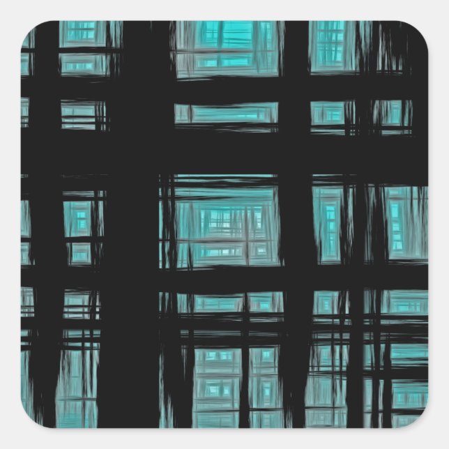 Stilvoll modernes Kariertes Muster Quadratischer Aufkleber (Vorderseite)