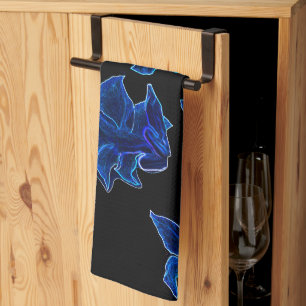 Stilvoll Neon Blue Blumen Blumen Geschirrtuch