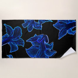 Stilvoll Neon Blue Blumen Blumen Strandtuch