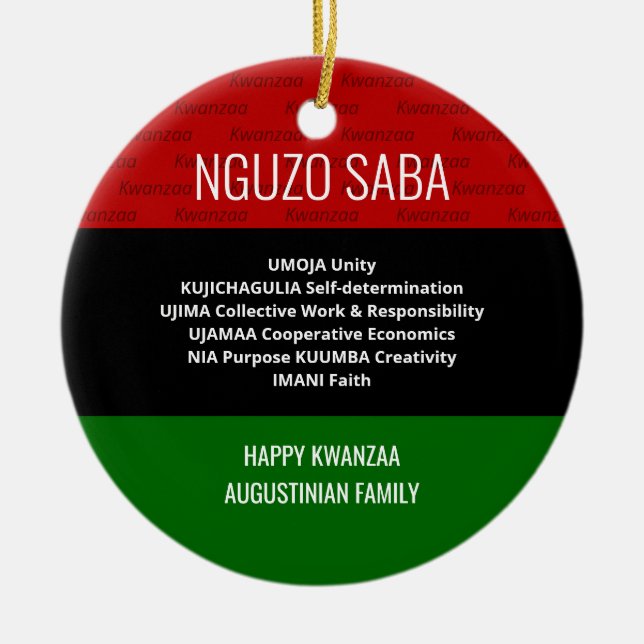Stilvoll personalisiert NGUZO SABA Happy Kwanzaa Keramik Ornament (Vorne)