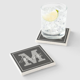 Stilvoll personalisierter Namens-Monogramm-Steinun Steinuntersetzer