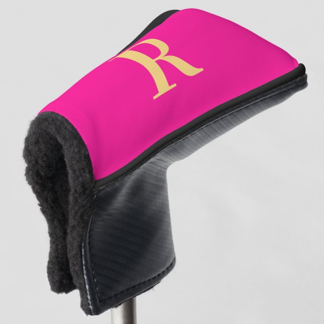 Stilvoll Personalisiertes Monogram Hot Pink Golf Headcover (3/4 Vorderseite)