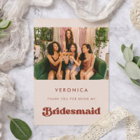 Stilvoll Pfirsich Pink Bridesmaid Danke Fotokarte