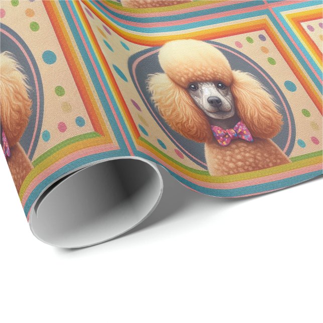Stilvoll realistisch Niedlicher Poodle Dog farbenf Geschenkpapier (Rolleneckpunkt)