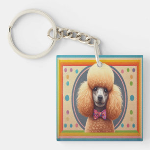 Stilvoll realistisch Niedlicher Poodle Dog farbenf Schlüsselanhänger