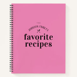 Stilvoll Retro Vintag rosa Individuelle Name Rezep Notizbuch