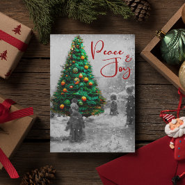 Stilvoll Retro Vintager Weihnachtsbaum Feiertagspostkarte