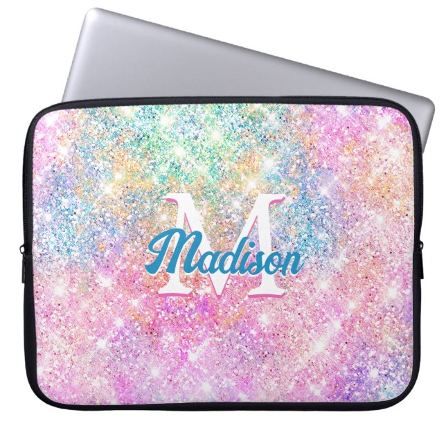 Stilvoll rieszierende, unicorn rosa Imitate Glitze Laptopschutzhülle (Vorderseite)