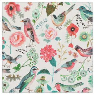 Stilvoll rosa en Green pattern Blume Bird Muster Stoff