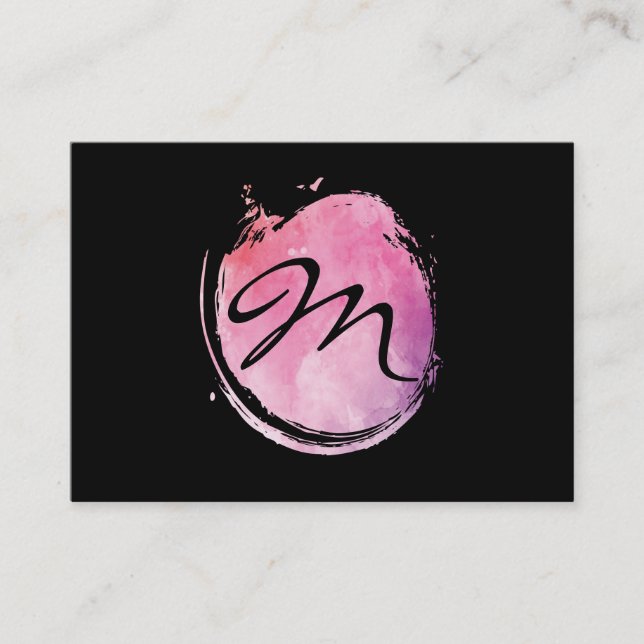 Stilvoll rosa Farbe Monogramm Extravaganter Text Visitenkarte (Vorderseite)