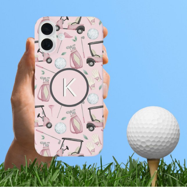 Stilvoll rosa Feminine Golf Design Custom Monogram Case-Mate iPhone Hülle (Von Creator hochgeladen)