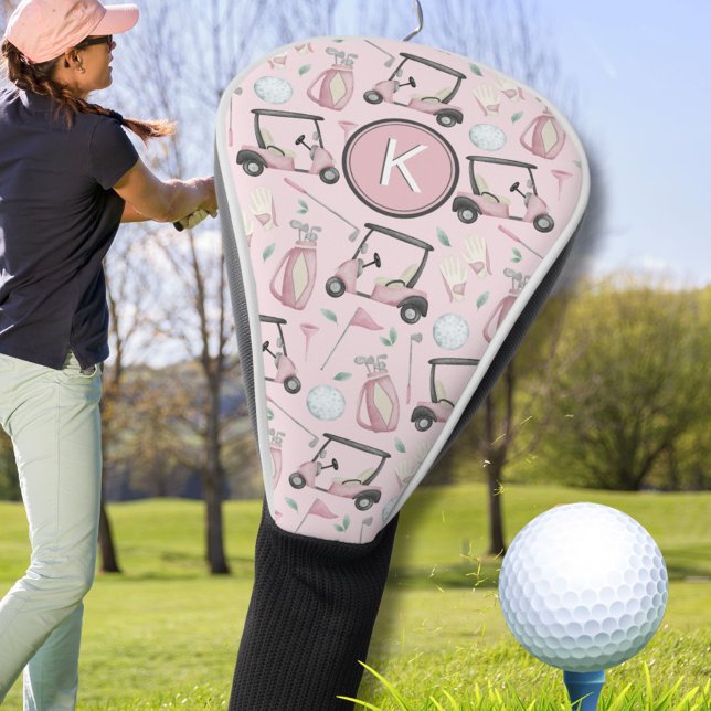Stilvoll rosa Feminine Golf Design Custom Monogram Headcover (Von Creator hochgeladen)