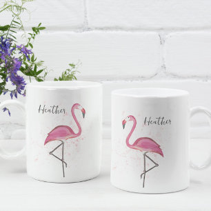 Stilvoll rosa Flamingo Trendy Moderne Kalligraphie Kaffeetasse