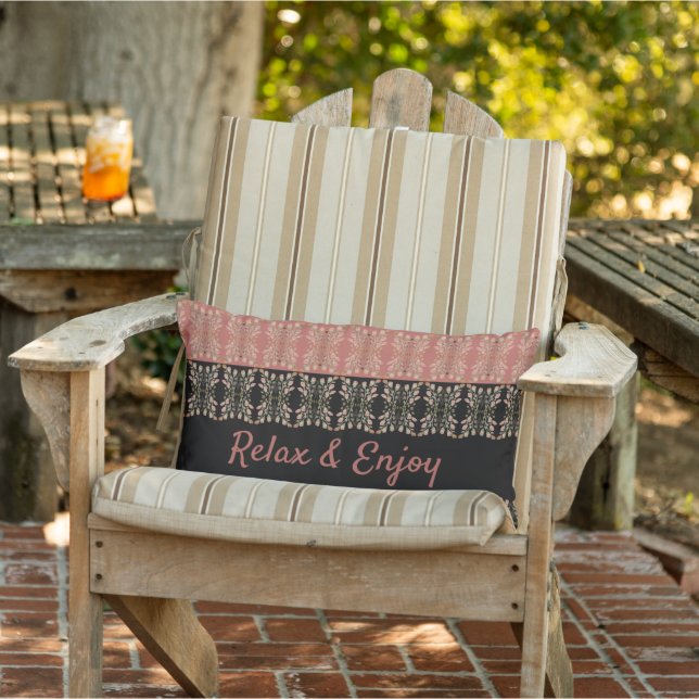 Stilvoll rosa Gemusterter Innenhof Außenpilz Kissen Für Draußen (Stuhl )