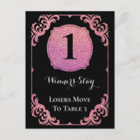 Stilvoll rosa Glitzer Bunco One Table Card