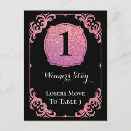 Stilvoll rosa Glitzer Bunco One Table Card Postkarte