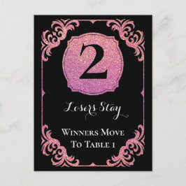 Stilvoll rosa Glitzer Bunco Two Table Card Postkarte