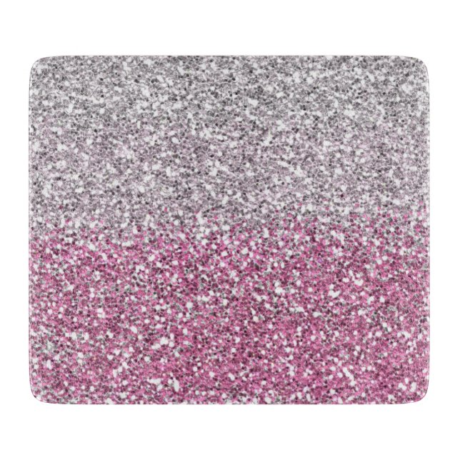 Stilvoll rosa Glitzer Ombre Sparkle Schneidebrett (Vorderseite)