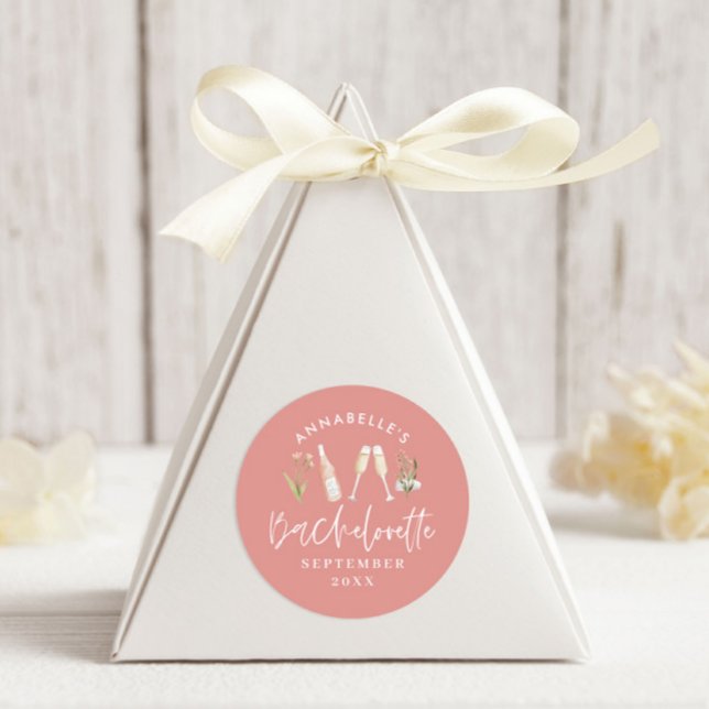 Stilvoll rosa, gürtelfarbener Champagner-Bachelore Runder Aufkleber (Von Creator hochgeladen)