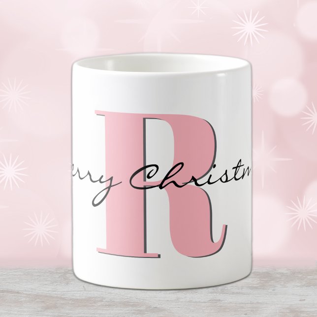 Stilvoll rosa Initial und fröhlich Weihnachts Clas Kaffeetasse (Von Creator hochgeladen)