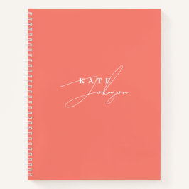 Stilvoll rosa Korallensignatur Monogram Notizbuch