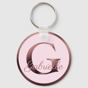 Stilvoll rosa Letter G Rose Gold Metallic Monogram Schlüsselanhänger