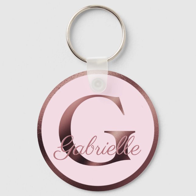 Stilvoll rosa Letter G Rose Gold Metallic Monogram Schlüsselanhänger (Vorderseite)