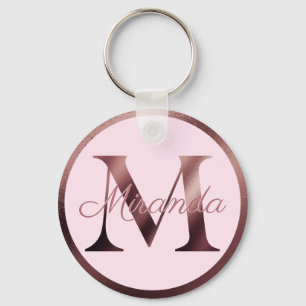 Stilvoll rosa Letter M Rose Gold Metallic Monogram Schlüsselanhänger