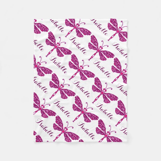 Stilvoll rosa Libellenbezeichnung gemusterte Decke (Vorderseite)