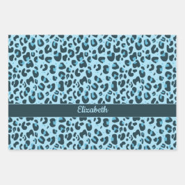 Stilvoll rosa lila Leopardendruck mit Namen Geschenkpapier Set