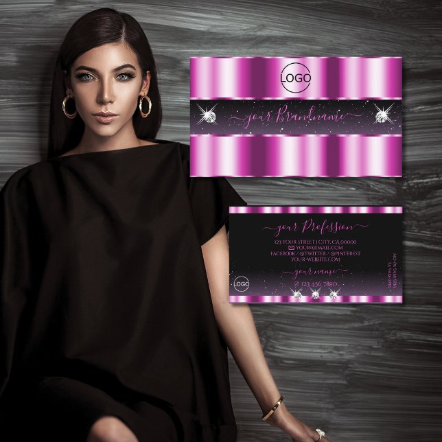 Stilvoll rosa Lila schwarze Schmuckstücke mit Logo Visitenkarte (Von Creator hochgeladen)