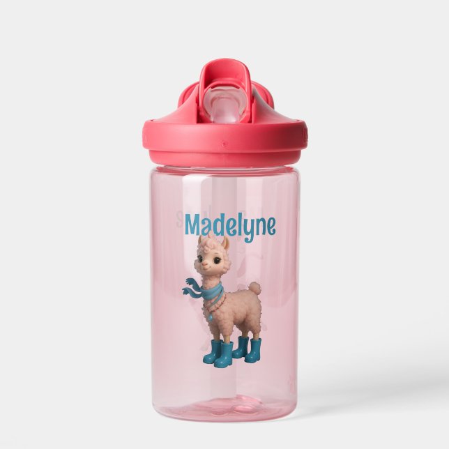 Stilvoll rosa Llamas Trinkflasche (Vorne)